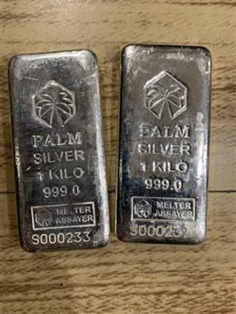 شمش نقره ۱ کیلوگرمی عیار ۹۹۹.۹ پالم امارات