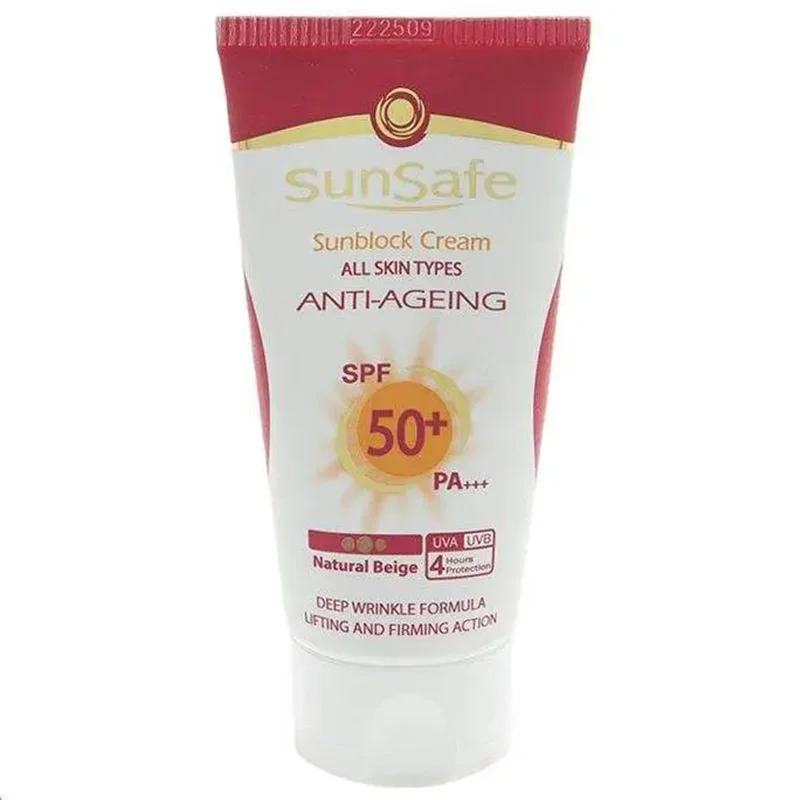 کرم ضد آفتاب سان سیف بژ طبیعی SPF 50 مدل Anti Ageing ظرفیت 50 میلی لیتر