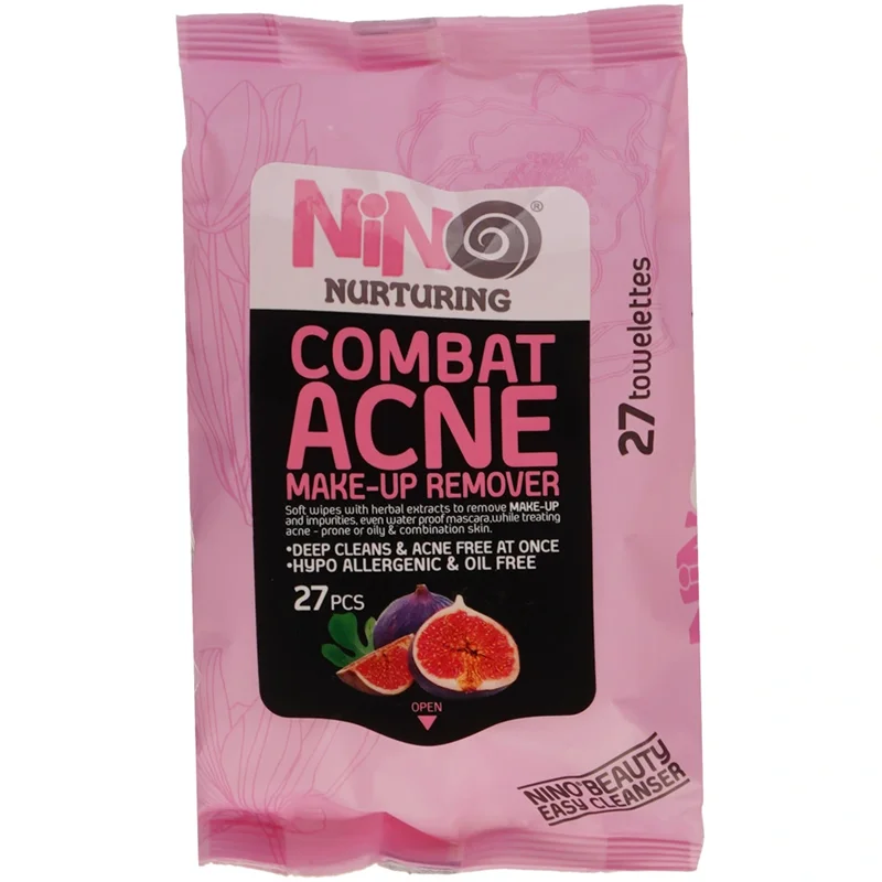 دستمال مرطوب نینو مدل Combat Acne بسته 27 عددی
