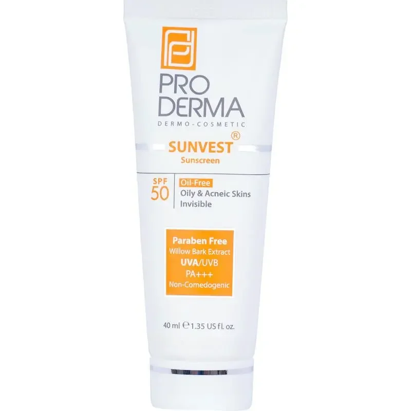 کرم ضد آفتاب پرودرما بی رنگ مناسب برای پوست چرب و مستعد آکنه SPF 50