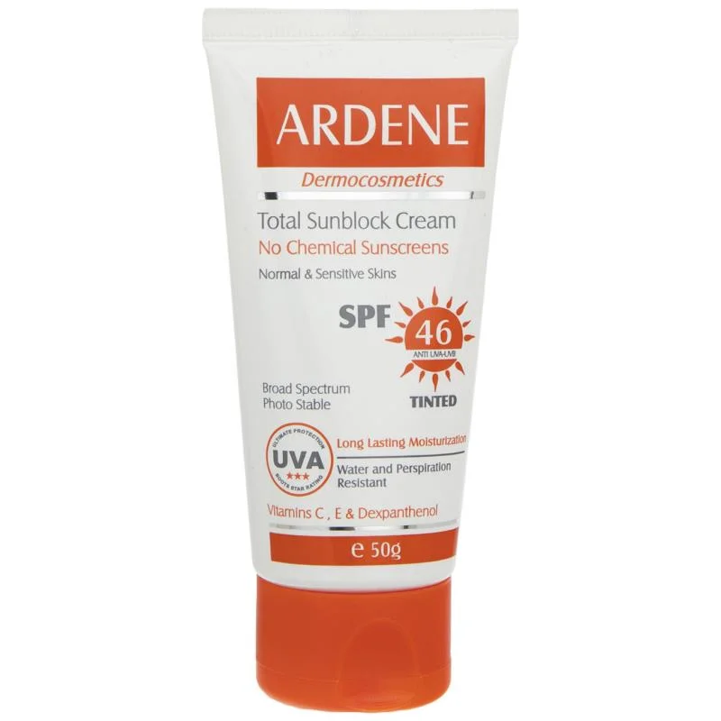 کرم ضد آفتاب آردن رنگی SPF46 فاقد جاذب های شیمیایی
