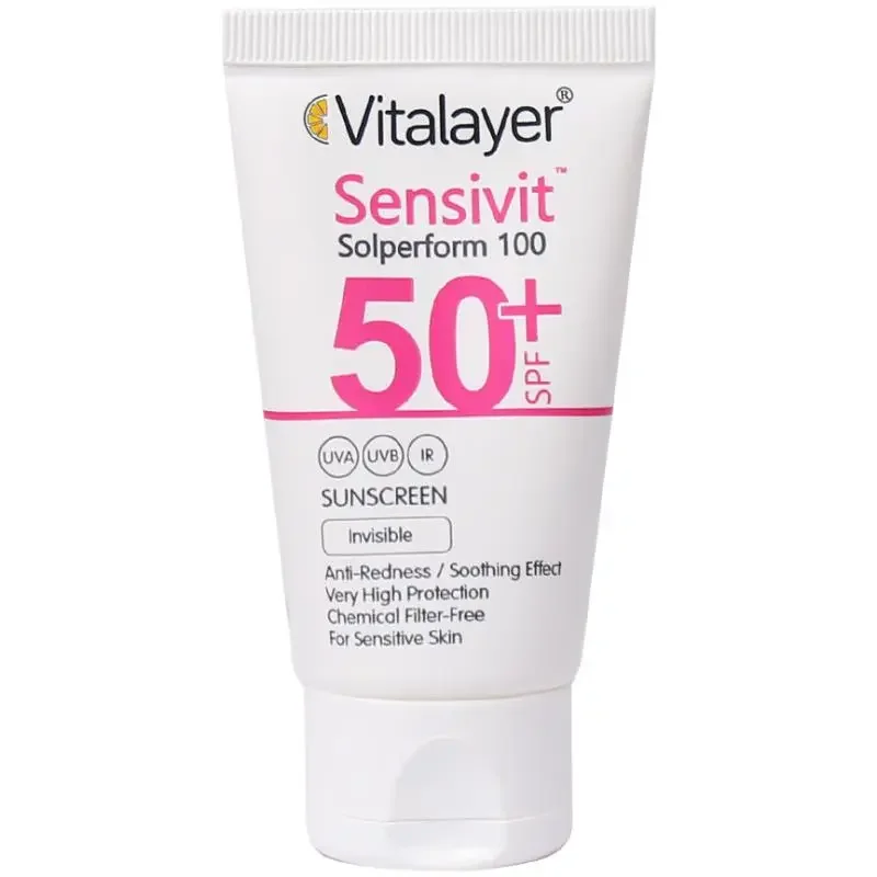 کرم ضد آفتاب ویتالیر بی رنگ مناسب برای پوست حساس SPF 50