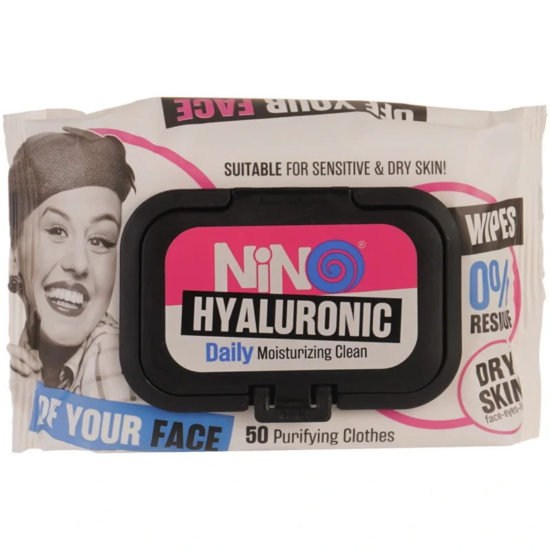 دستمال مرطوب نینو مدل Hyaluronic بسته 50 عددی