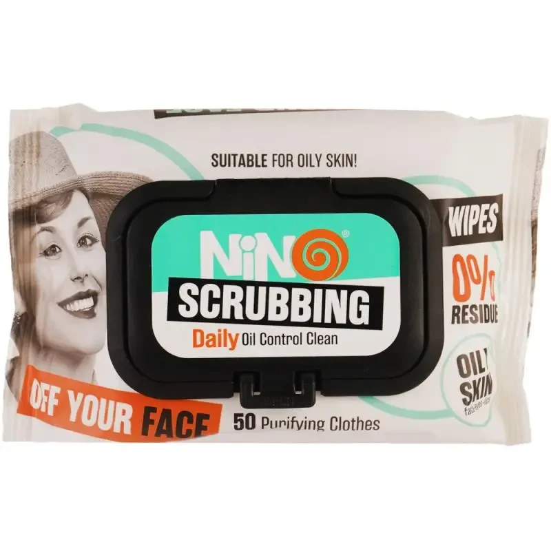 دستمال مرطوب نینو مدل Scrubbing بسته 50 عددی