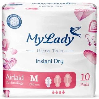 نوار بهداشتی بالدار خیلی نازک مای لیدی مدل Instant Dry سایز متوسط بسته 10 عددی