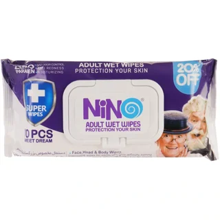 دستمال مرطوب بزرگسالان نینو مدل Adult بسته 70 عددی