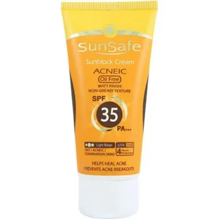 کرم ضد آفتاب سان سیف بژ روشن مناسب برای پوست چرب و مستعد آکنه SPF 35