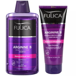 شامپو تقویت کننده مو، براق کننده و احیا کننده به همراه بالم مو فولیکا مدل Arginine B مجموعه دو عددی