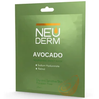 ماسک صورت ورقه ای نئودرم حاوی عصاره آووکادو مناسب برای پوست خشک و حساس