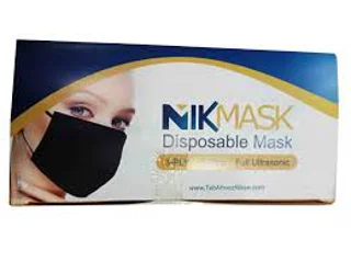 ماسک 3 لایه 50 عددی مشکی نیک