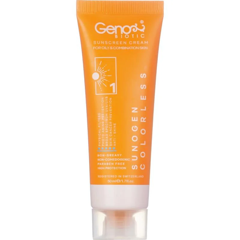 کرم ضد آفتاب ژنو بی رنگ مناسب برای پوست چرب و مختلط SPF 50