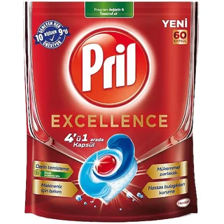 قرص ماشین ظرفشویی 4 در 1 پریل مدل Excellence بسته 60 عددی