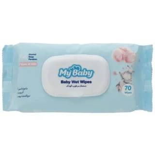دستمال مرطوب کودک مای بیبی مناسب پوست نرمال بسته 70 عددی
