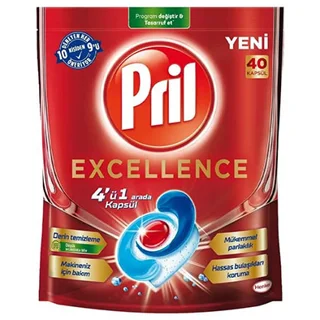 قرص ماشین ظرفشویی 4 در 1 پریل مدل Excellence بسته 40 عددی