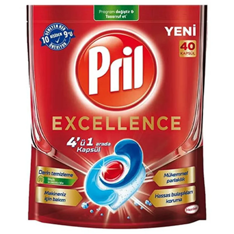 قرص ماشین ظرفشویی 4 در 1 پریل مدل Excellence بسته 40 عددی