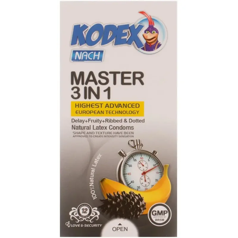 کاندوم کدکس مدل Master 3 in 1 بسته 12 عددی