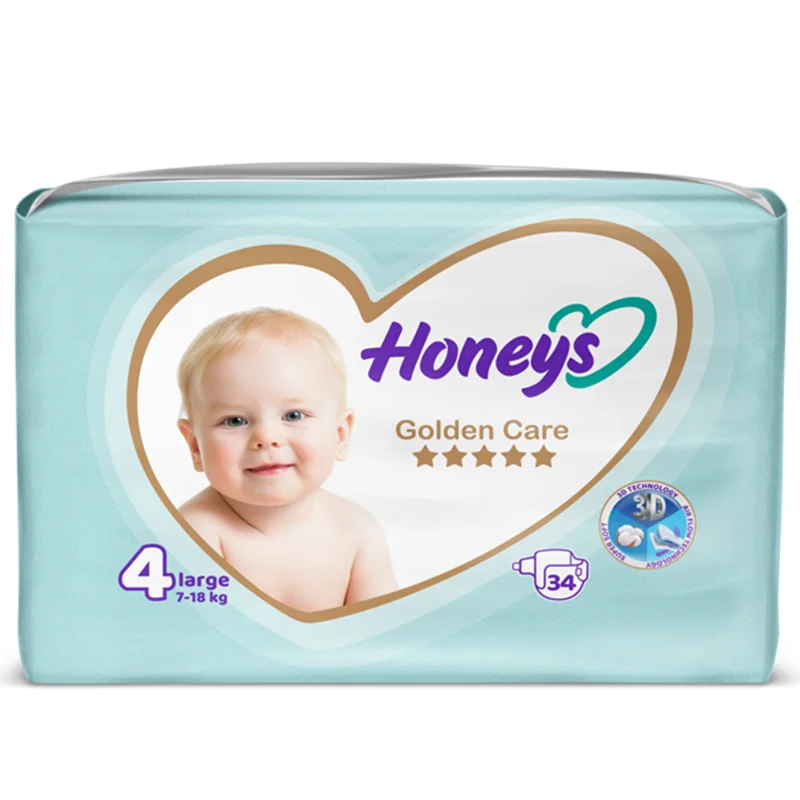 پوشک بچه هانیز سایز 4 بسته 34 عددی