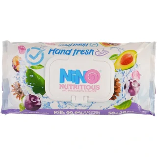 دستمال مرطوب نینو میوه ای آنتی باکتریال بسته 70 عددی