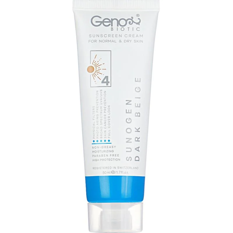 کرم ضد آفتاب ژنو بژ تیره مناسب برای پوست خشک و نرمال SPF 50