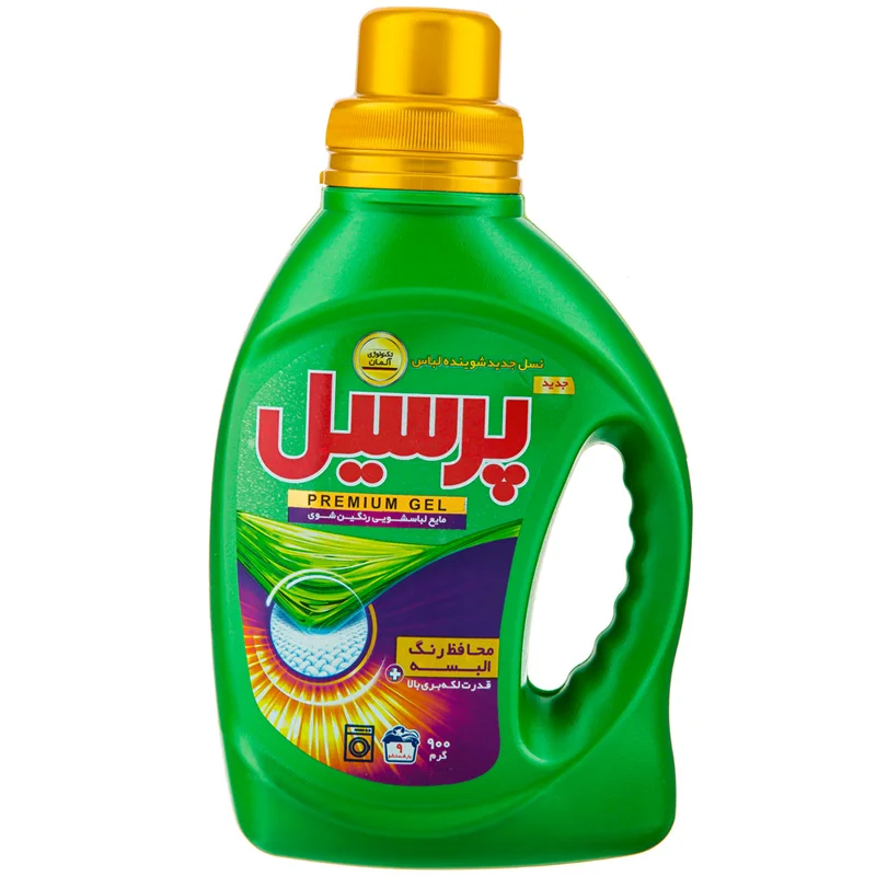 مايع لباسشويی ماشینی رنگین شوی پرسیل مدل Premium Gel وزن 900 گرم