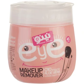 دستمال مرطوب پاک کننده آرایش چشم نینو بسته 45 عددی