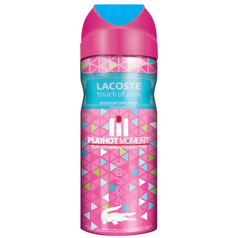 اسپری خوشبو کننده بدن زنانه پلی هات مومنت مدل Lacoste Touch Of Pink