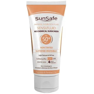 فلوئید ضدآفتاب سان سیف مناسب برای پوست حساس SPF 50 مدل Sensi Fluid ظرفیت 50 میلی لیتر