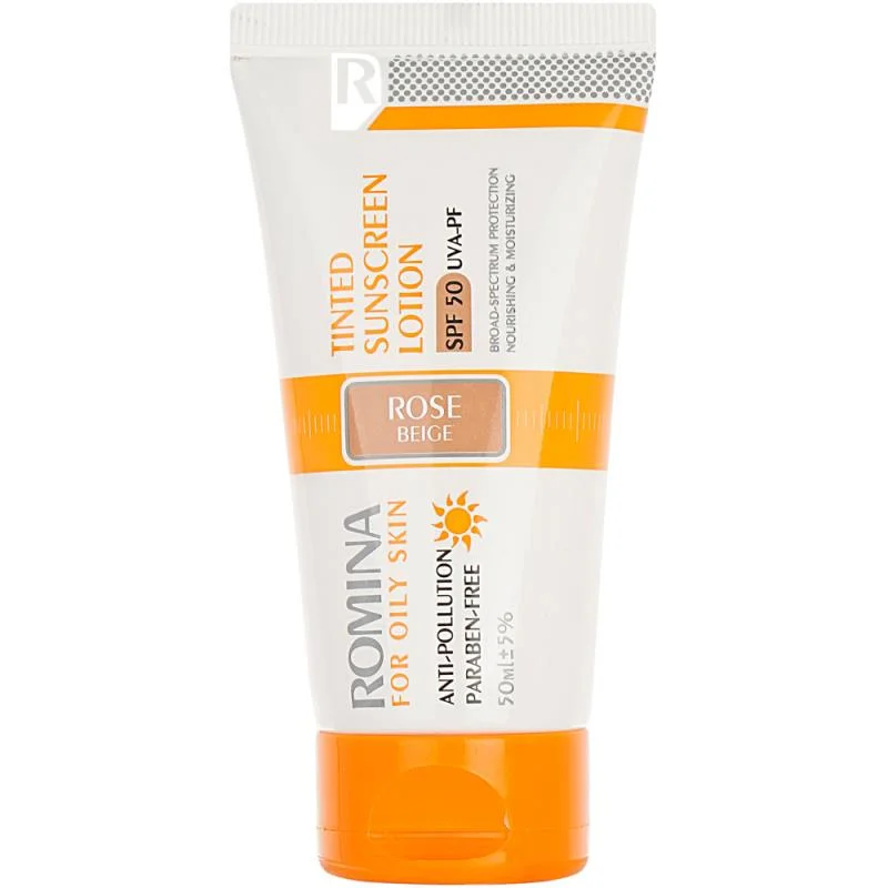لوسیون ضد آفتاب رومینا بژ رز مناسب برای پوست چرب SPF50