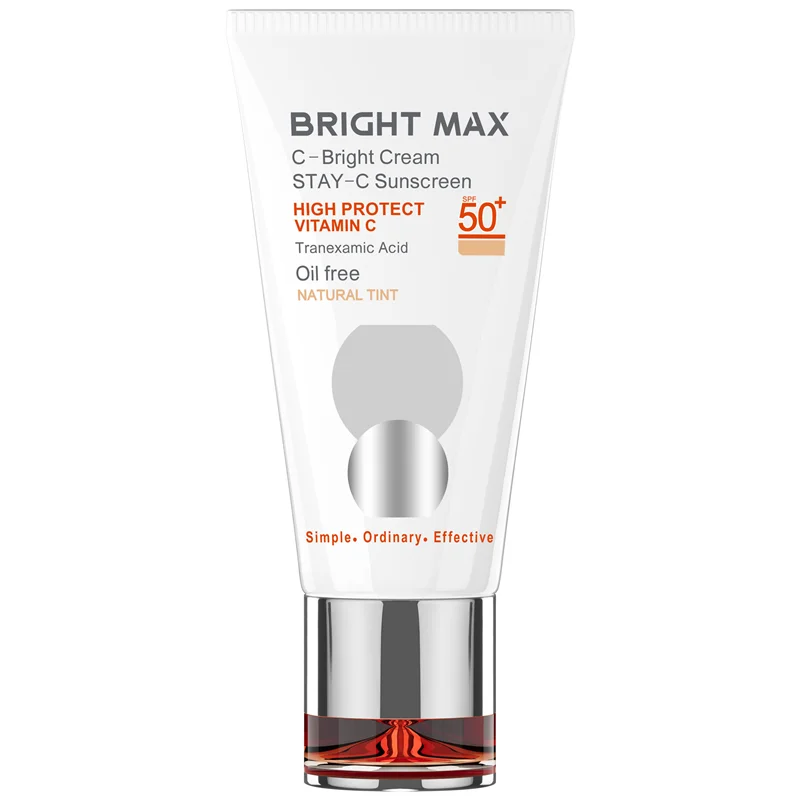 کرم ضد آفتاب برایت مکس رنگی طبیعی SPF50 حاوی ویتامین C