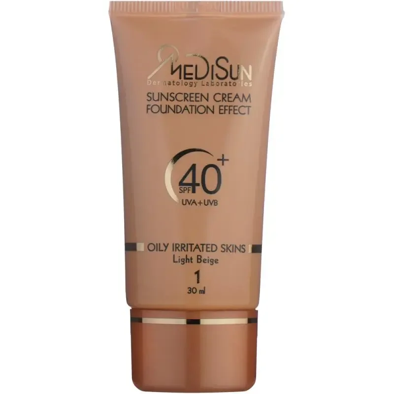 کرم ضد آفتاب تیوپی مدیسان بژ روشن مناسب برای پوست چرب SPF 40