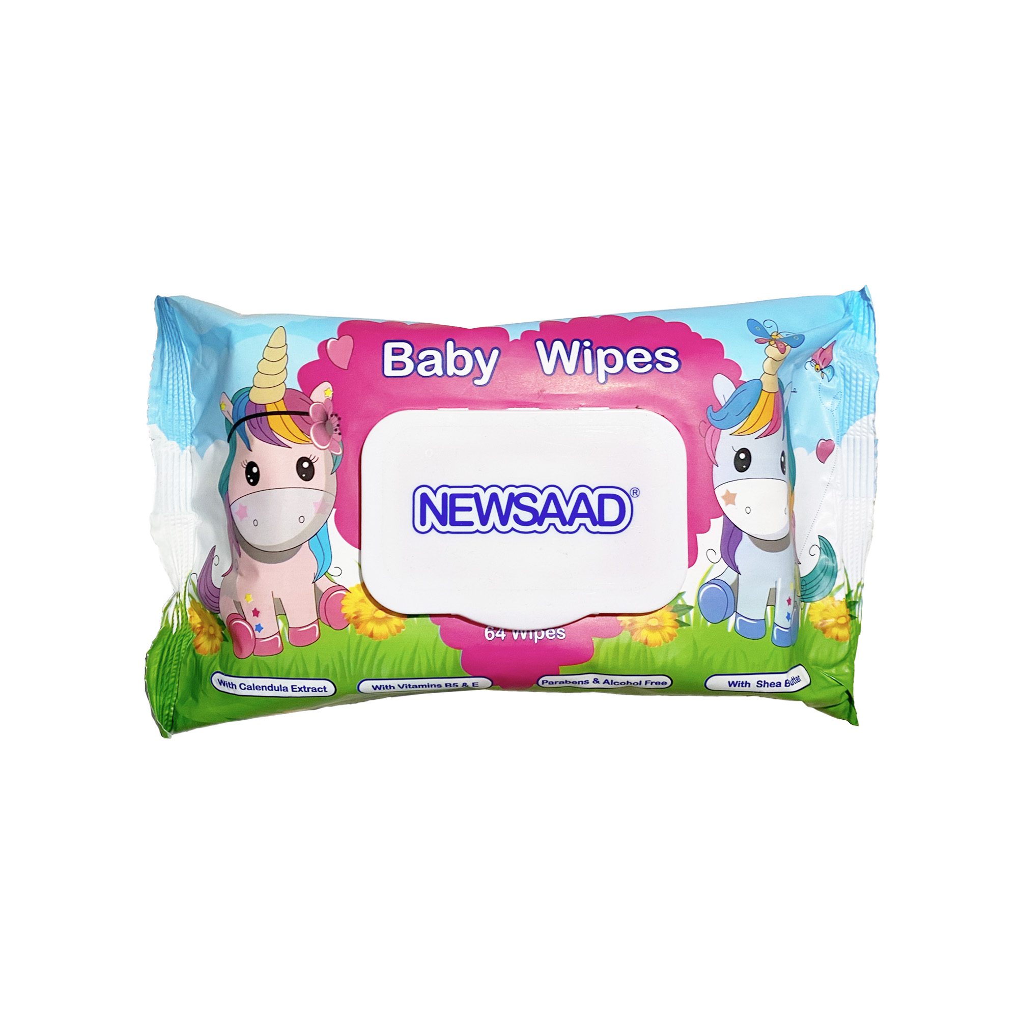 دستمال مرطوب پاک کننده کودک – بالشتی ۶۴ عددی کپ دار نیوساد