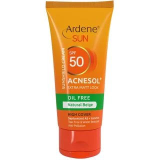 کرم ضد آفتاب مات فاقد چربی آردن بژ طبیعی SPF 50 مدل Acnesol ظرفیت 50 میلی لیتر