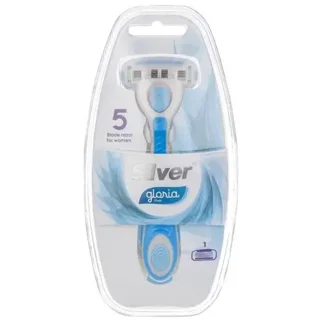 تیغ سیستم زنانه 5 لبه سیلور مدل Blue Gloria5 همراه با تیغ یدک