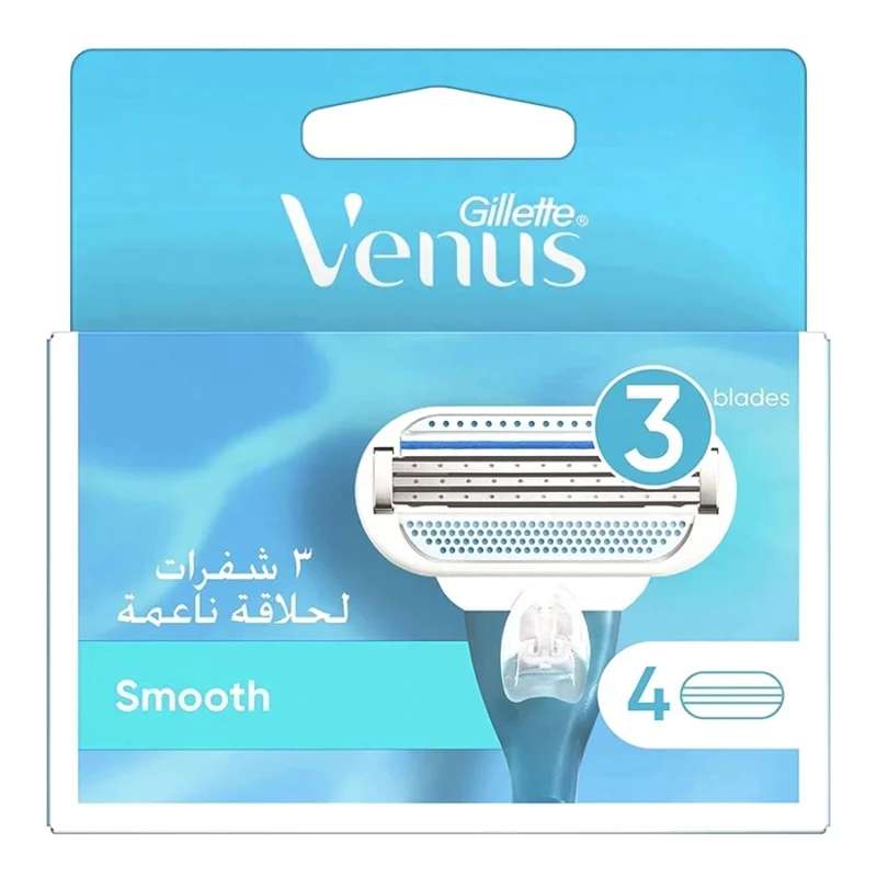 تیغ یدک ژیلت ونوس اسموت سه لبه 4 عددی