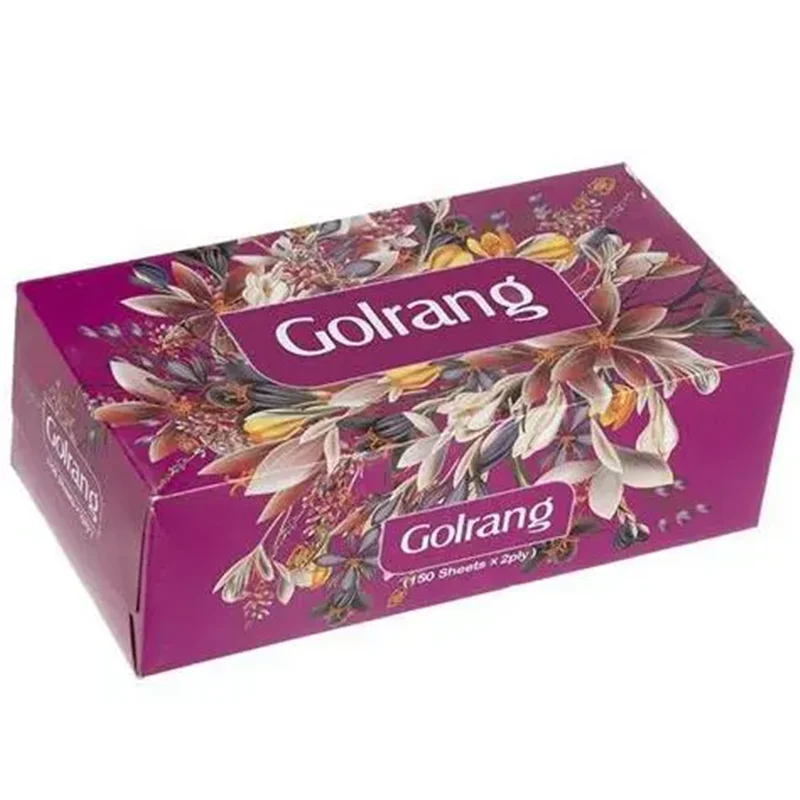 دستمال جعبه ای گلرنگ 2 لایه سری گل آویز بسته 150 عددی