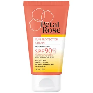 کرم ضد آفتاب بژ طبیعی پتال رز SPF90 مناسب پوست چرب