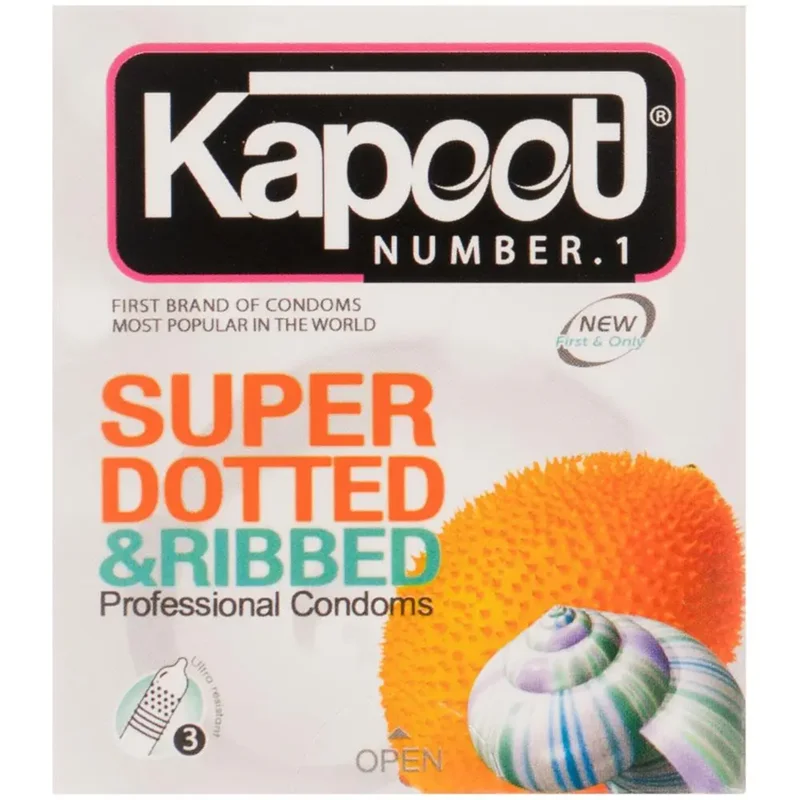 کاندوم کاپوت مدل Super Dotted And Ribbed بسته 3 عددی