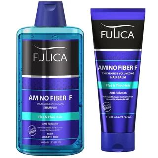 شامپو تقویت کننده مو و حجم دهنده به همراه بالم مو فولیکا مدل Amino Fiber F مجموعه دو عددی